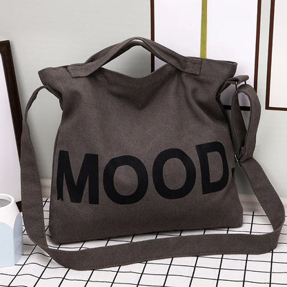 Women’s Tote Bag – Casual Canvas, Large Capacity Designer Handbag, Letters Shoulder & Crossbody Luxury Big Shopper Bag