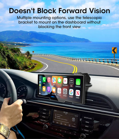 10.26'' 4K Car DVR Dashcam with CarPlay, Android Auto, Dual Lens Front 4K + Rear 1080P, Voice Control, GPS, BT, FM