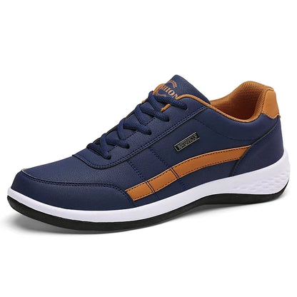 MAEDEF Men's Leather Sneakers – Waterproof, Comfortable Lace-Up Casual Footwear, Vulcanized Shoes