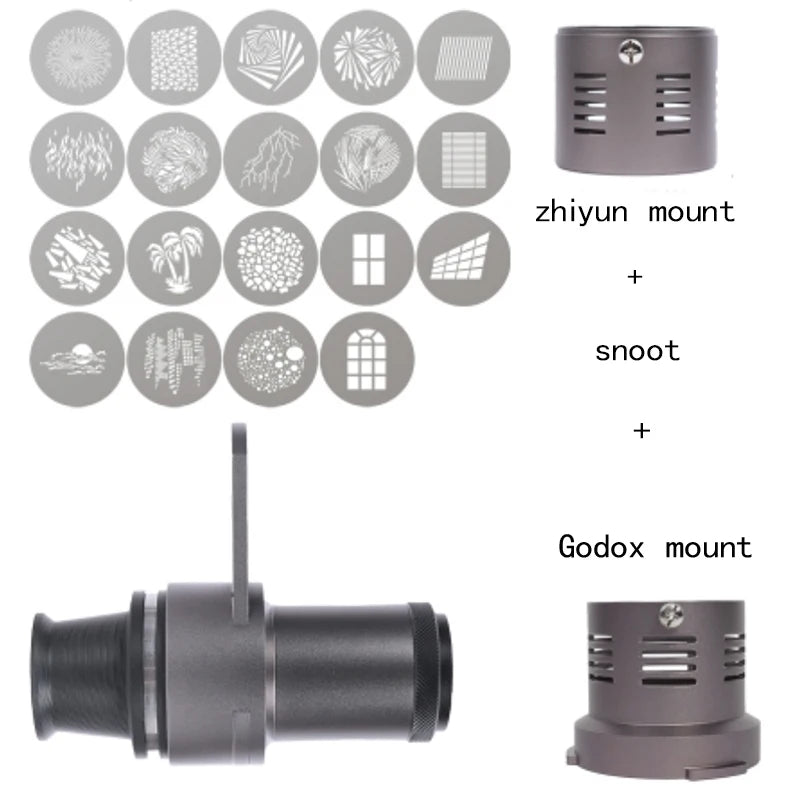 Mini Snoot Projection Attachment - Compatible with Zhiyun, Ulanzi & Godox Mounts