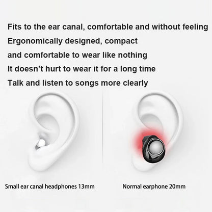 Invisible Mini Bluetooth Earphones V5.2 – TWS In-Ear Wireless Earbuds with Noise Reduction & Mic for Sleep