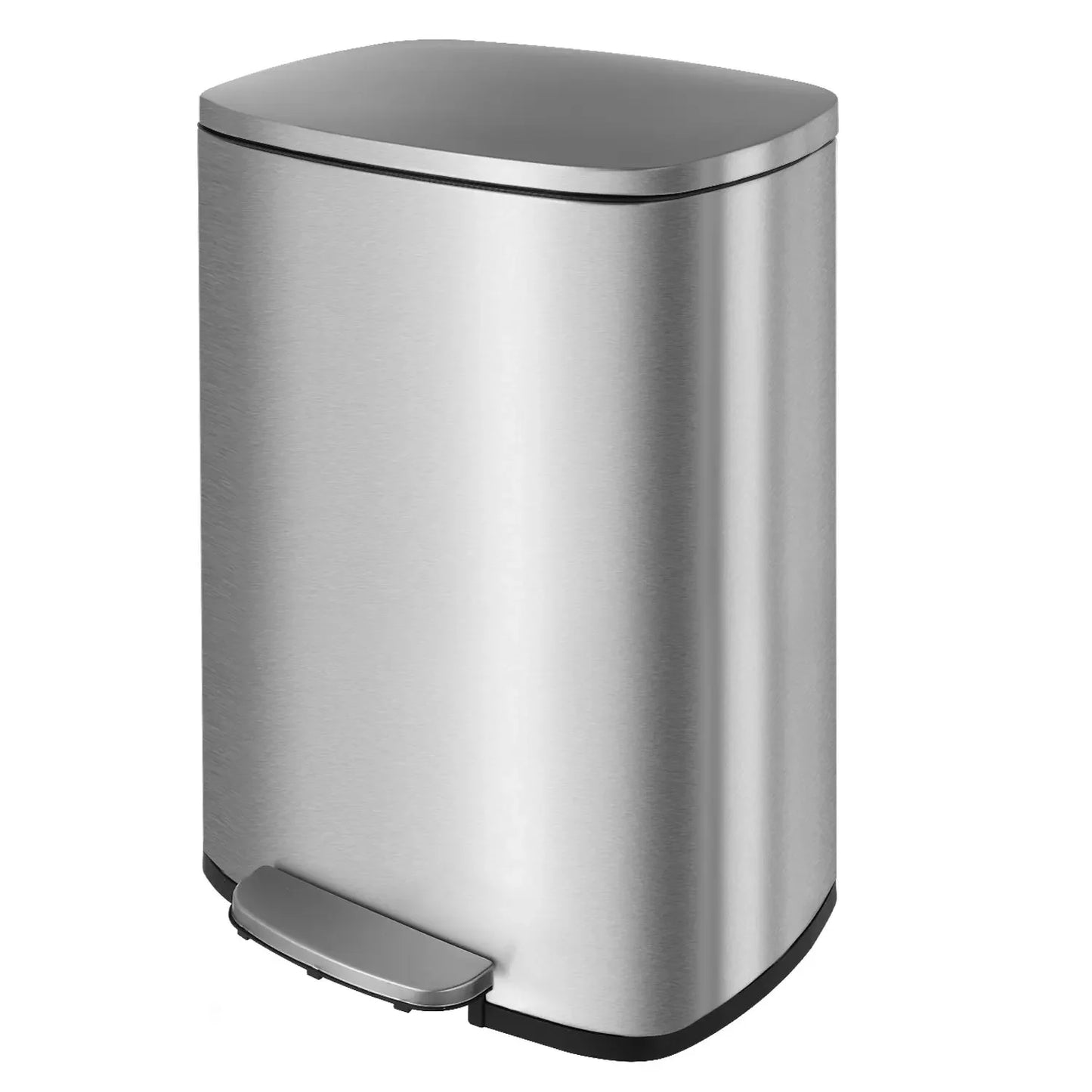 50L Stainless Steel Step Trash Can — Kitchen & Home Garbage Bin for Office, Bedroom, Garage, Living Room & Bathroom