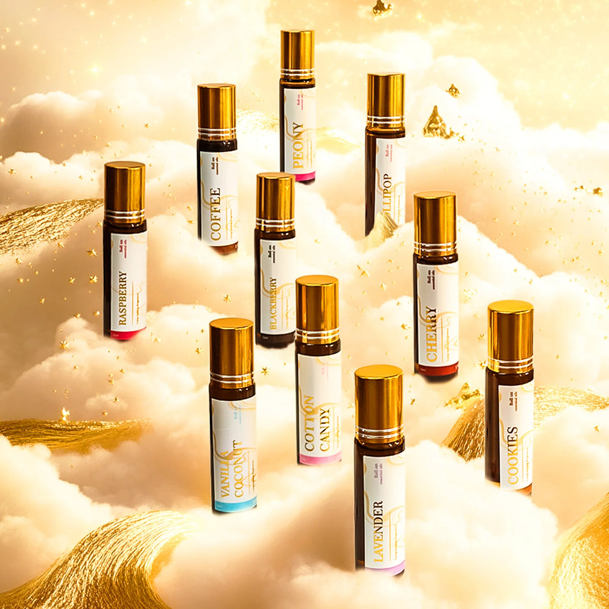 Vanilla Coconut Cotton Candy Marshmallow Roll-On Fragrance Oil - Long-Lasting Scent, 1–2 Piece Gift Set