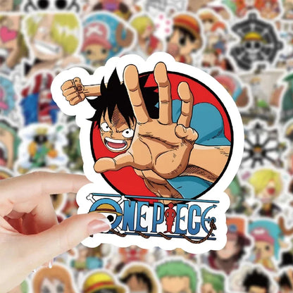 One Piece Luffy Anime Stickers – 50/100-Piece Waterproof Decals for Notebooks, Laptops, Phones, Skateboards & Motorcycles