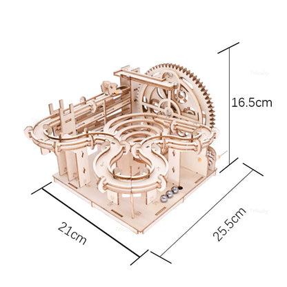 3D Wooden Puzzle DIY Mechanical Model Kit – Marble Run Set with 4 Balls, Assemble Toys for Adults & Kids, Unique Gifts