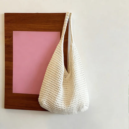 Crochet Shoulder Bag - Summer Woven Hollow Beach Tote for Vacation & Everyday Use