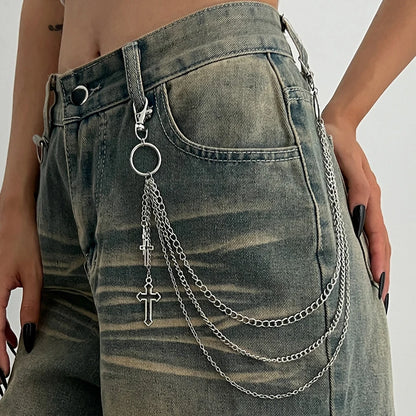 Punk Multilayer Star Pant Chain - Metal Hip Hop Waist Chain Keychain for Women, Jeans & Trendy Fashion Accessories