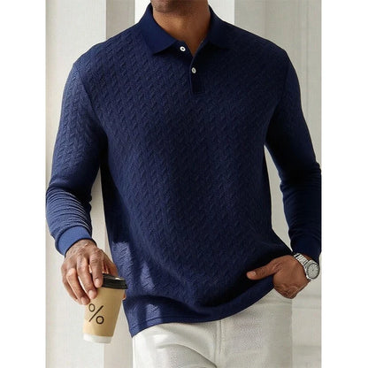 Men’s Long Sleeve Polo Shirt - High Quality Business Casual T-Shirt for Office and Fashion Style