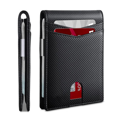 RFID Carbon Fiber Slim Wallet for Men – Luxury Money Bag, Thin Card Holder, Small Short Billfold Purse