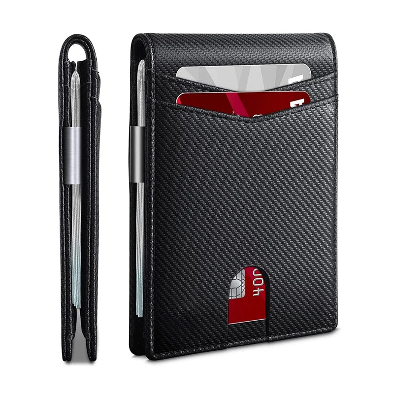 RFID Carbon Fiber Men’s Wallet — Slim Luxury Card Holder, Small Money Bag, Short Purse & Billfold for Men
