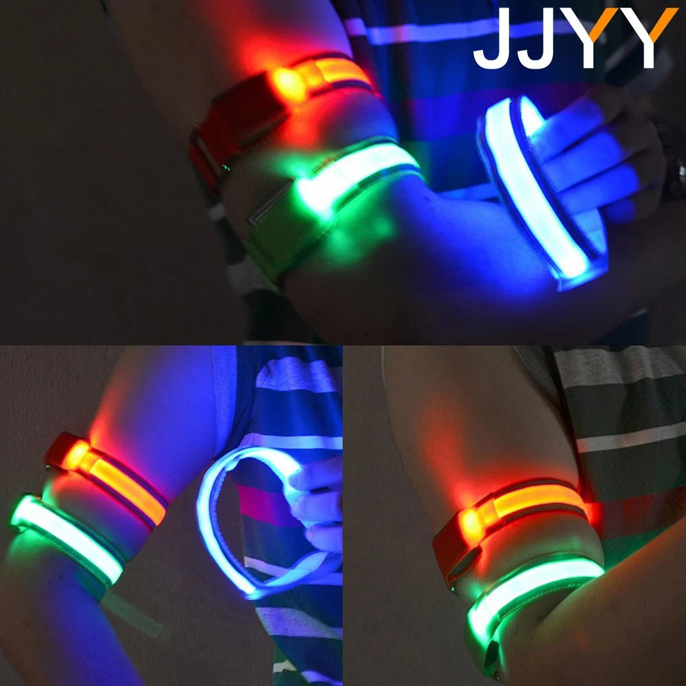 JJYY 1PC Outdoor Sports Night Running Armband - LED Light, USB Rechargeable Safety Belt, Arm Leg Warning Wristband for Cycling and Biking