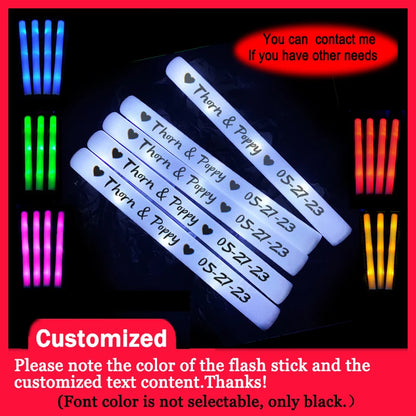 30/60/100/120Pcs RGB LED Glow Foam Sticks – Colorful Cheer Tubes for Dark Light, Birthday, Wedding, and Party Supplies