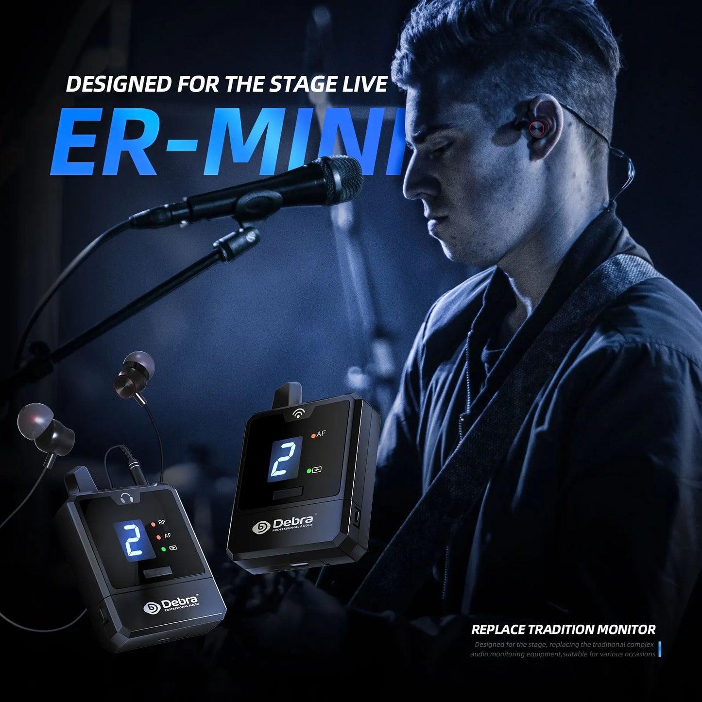 Debra Portable UHF IEM Wireless In-Ear Monitor System – Rechargeable Audio Mini for Music, Live Broadcast & Audio Monitoring