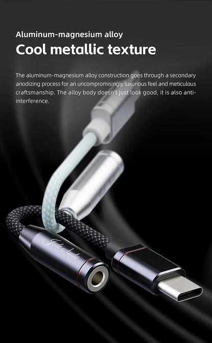 FIIO JadeAudio JA11 USB-C to 3.5mm Headphone Adapter — Hi-Res DAC Audio Cable for Phones