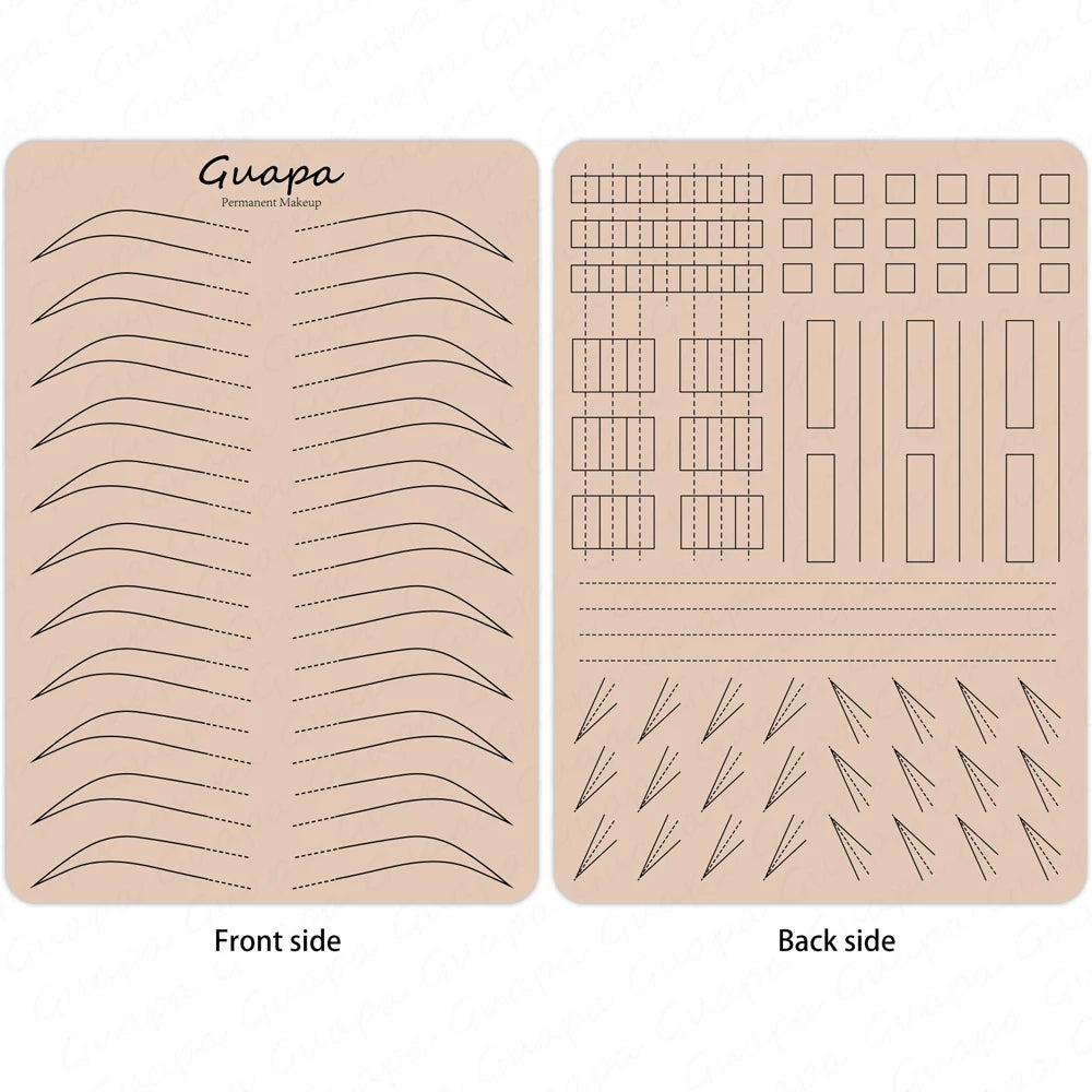 Silicone Practice Skin for Permanent Makeup — Double-Sided Latex Sheet with Brows Design for Hair Stroke Training