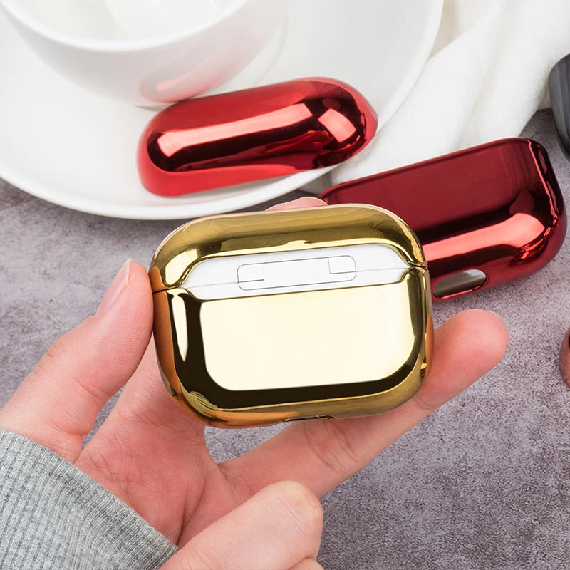Electroplated Gold AirPods Pro 2 Case – Plating Cover for Apple AirPods Pro 1, 2 & 3, Stylish Earphone Protector