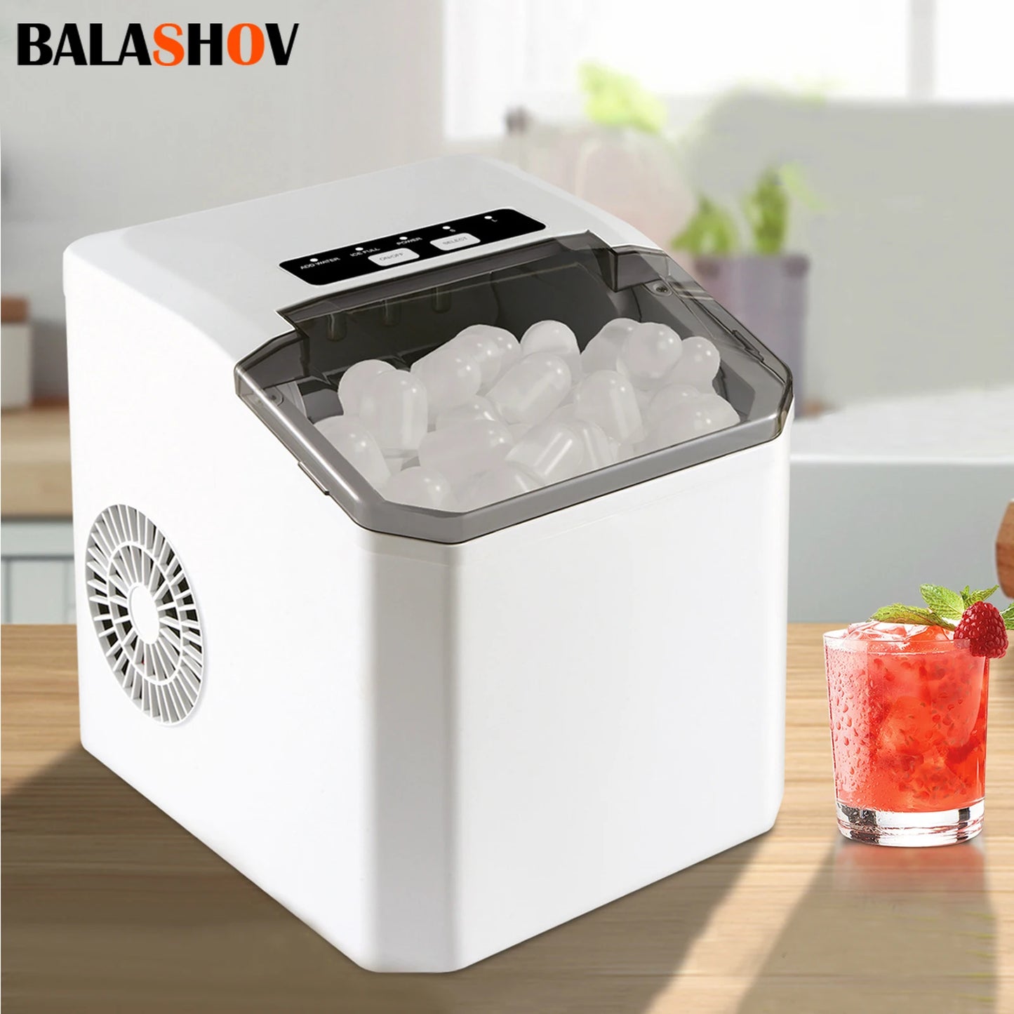 110V/220V Electric Ice Maker – Portable Automatic Bullet & Round Ice Cube Machine, Professional Use