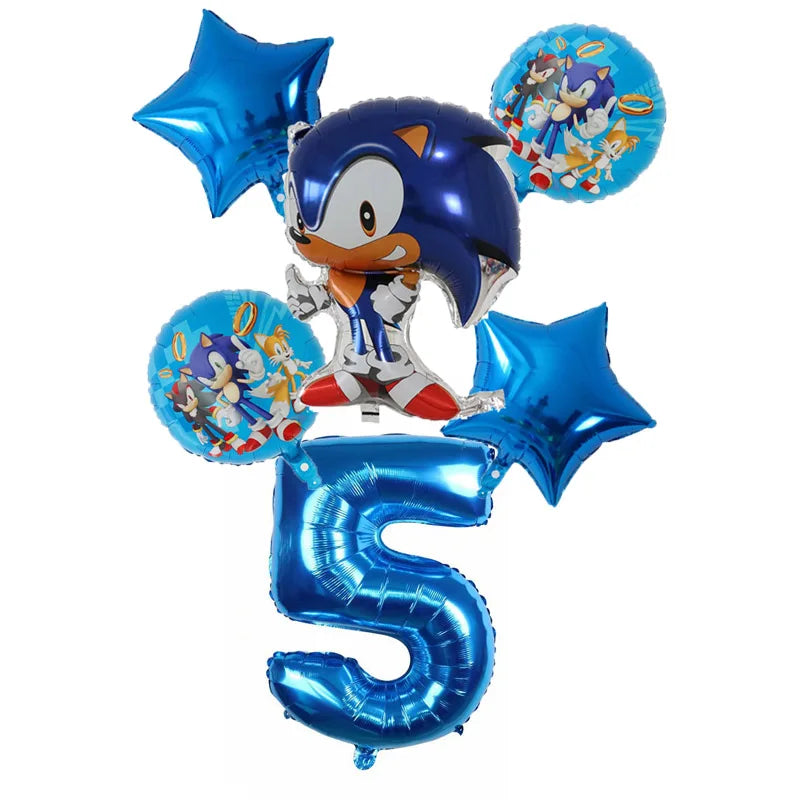 Sonic Cartoon Party Supplies Set – Disposable Tableware with Plates, Cups, Napkins & Balloons for Boys’ Birthday & Baby Shower Decor