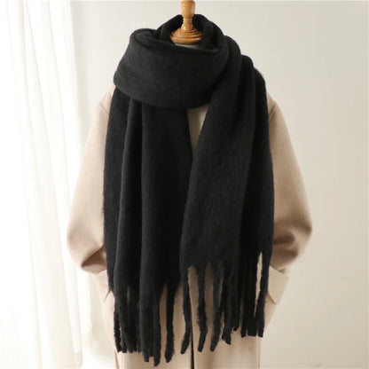 Women’s Winter Cashmere Scarf – Thick Soft Pashmina Shawl with Tassels, Warm Blanket Wrap & Long Poncho Echarpe