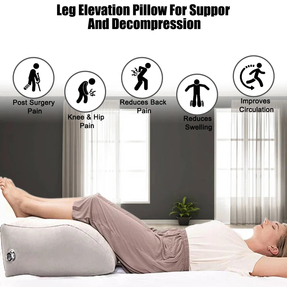 Inflatable Leg Pillow: Portable Wedge Pillow for Travel, Camping, Sleeping - Foot Elevation & Knee Cushion PVC - Leg Pillows for Comfort