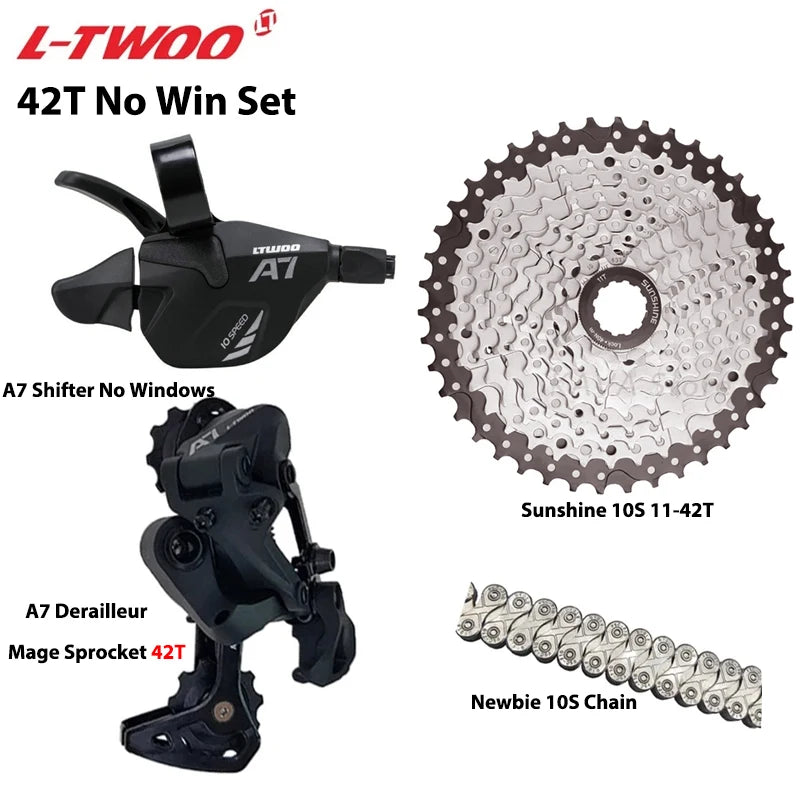 LTWOO A7 1x10S Groupset – 10-Speed Shifter & Derailleur with SUNSHINE Cassette 36T-50T & VXM Chain for MTB