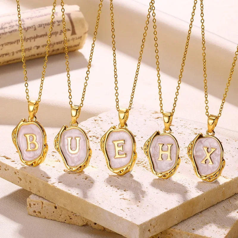 Y2K Stainless Steel Drip Oil Alphabet Necklace – A-Z Initials Pendant for Women & Men, Aesthetic Jewelry Gift