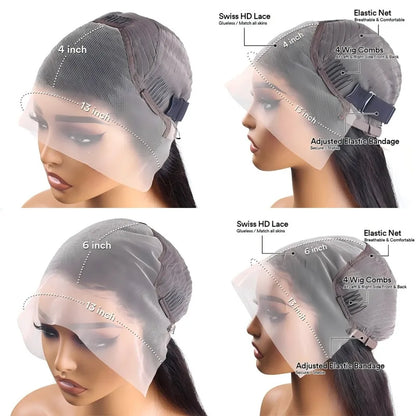 250% Density Deep Wave Lace Front Wig – 13x6 HD Water Wave Curly Frontal, Human Hair for Black Women