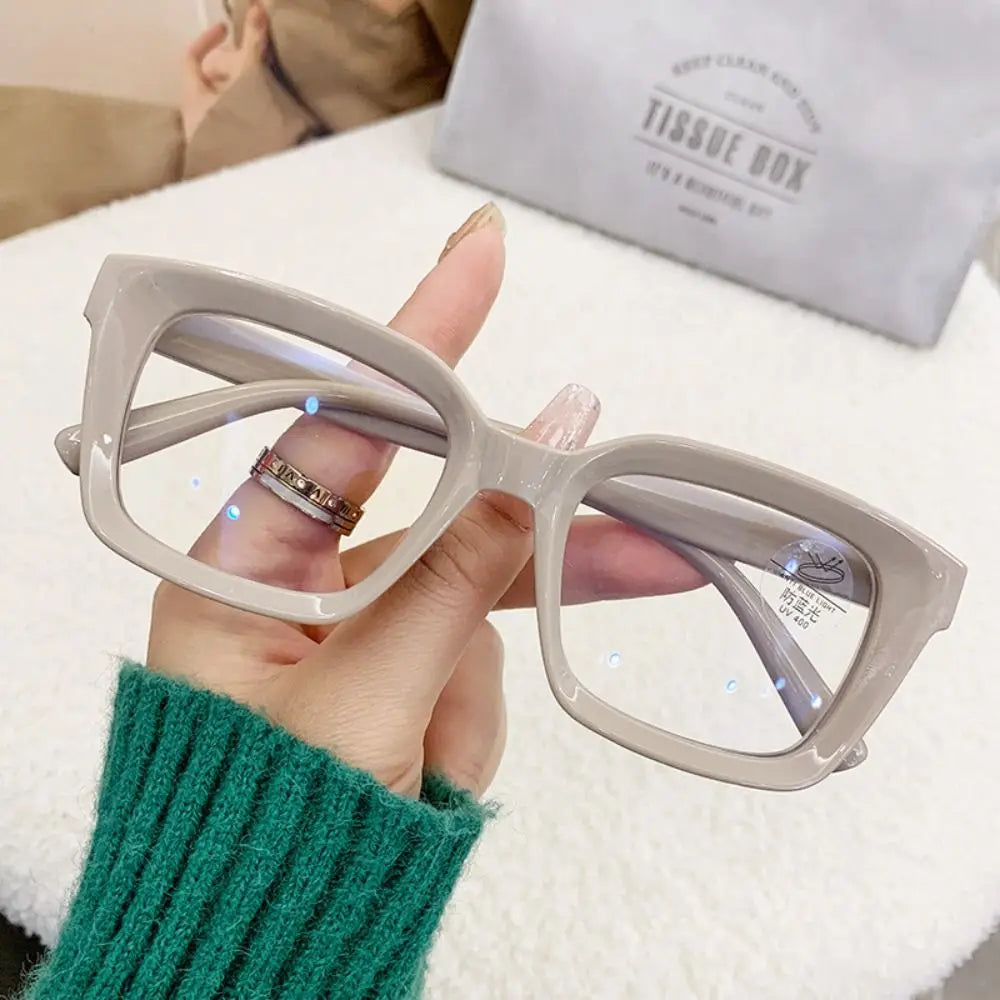 2024 Oversized Square Anti-Blue Light Glasses, Large Frame Myopia Transparent Eyeglasses
