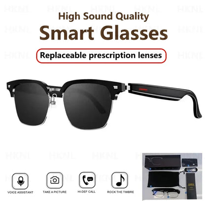Hiwego Camera Smart Music Sunglasses – Wireless Bluetooth Headset with HIFI Sound, Earphones, Hands-Free Call & Driving Glasses