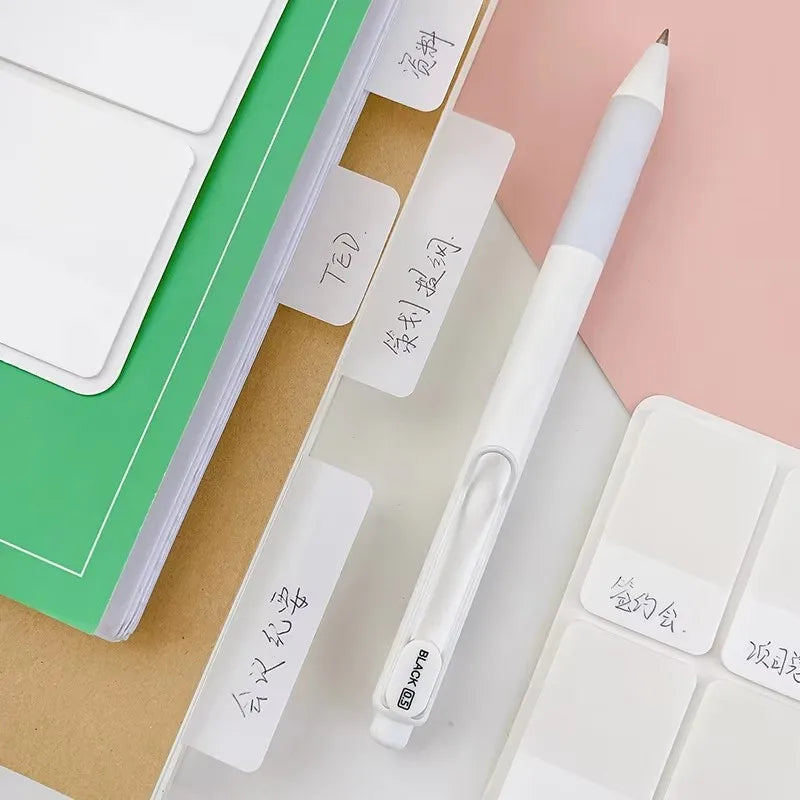 40/80/160-Page Frosted White Index Stickers - Transparent DIY Label Tabs for Office, School & Study Supplies