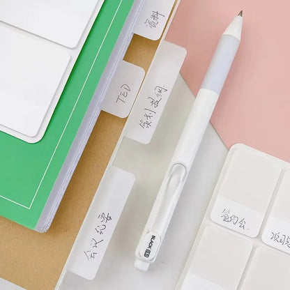 40/80/160-Page Frosted White Index Stickers - Transparent DIY Label Tabs for Office, School & Study Supplies