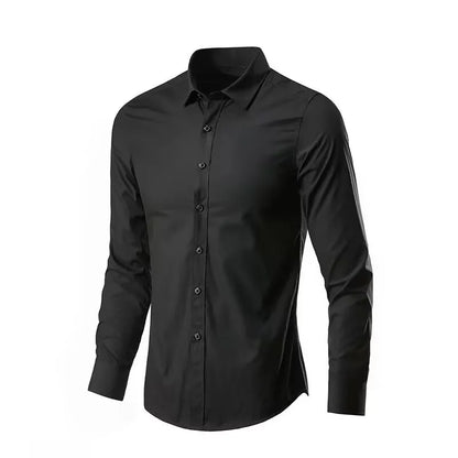Men’s Wrinkle-Resistant Long Sleeve Shirt - Breathable Slim Fit Business Shirt for Spring & Autumn