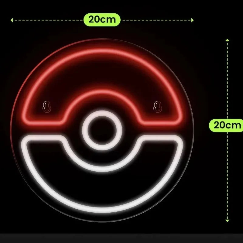 20x20cm Poke Ball LED Acrylic Light – Luminous Neon Decor for E-Sports Room, Wall & Gift