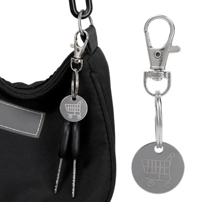 Shopping Trolley Token Keychain – Mini Metal Supermarket Cart Coin Remover Key Ring Unisex Grocery Accessory Gift