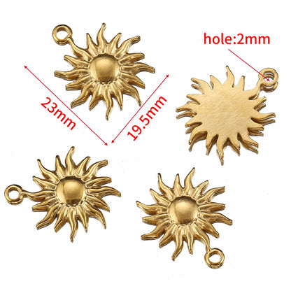 5PCS Stainless Steel Sunburst Sun Pendant Charms – DIY Jewelry Making Supplies for Necklaces & Bracelets