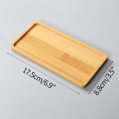 Mini Bamboo Tray Coaster – Wooden Saucer Plate for Flower Pots, Cups, and Coffee, Creative Kitchen & Home Decor Mat