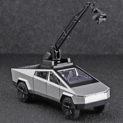 1:32 Cybertruck Diecast Toy Truck for Boys – Silver Pickup with Sound & Light, Metal Model Car for Kids Age 3+