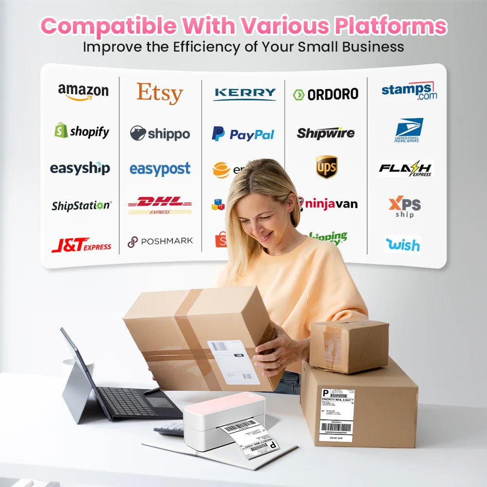 Phomemo 241 Bluetooth Thermal Label Printer – Wireless 4x6 Shipping Label Printer Compatible with iPhone, Android, Mac & Windows