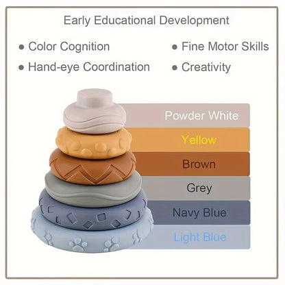 Baby Montessori Sensory Development Set – Koala & Rabbit Stacking Tower, Fine Motor Skills Learning Toys