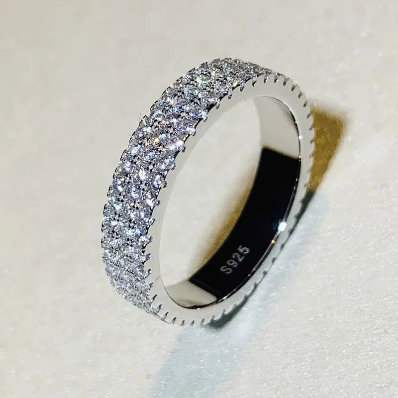925 Sterling Silver Eternity Band Ring - CZ Diamond Promise Engagement Wedding Jewelry for Women & Men