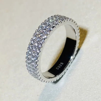 925 Sterling Silver Eternity Band Ring - CZ Diamond Promise Engagement Wedding Jewelry for Women & Men