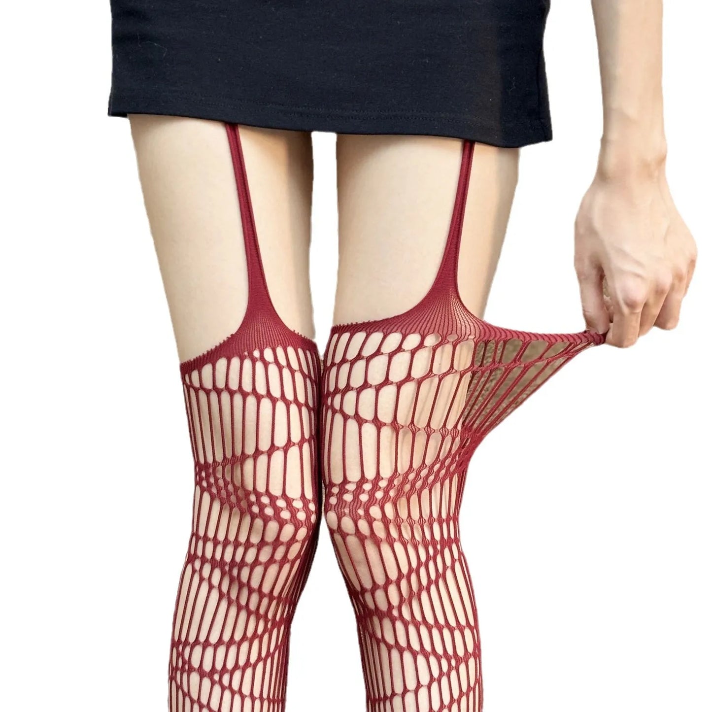 Lolita Gothic Fishnet Stockings - Black Sheer Over Knee Tights for Women
