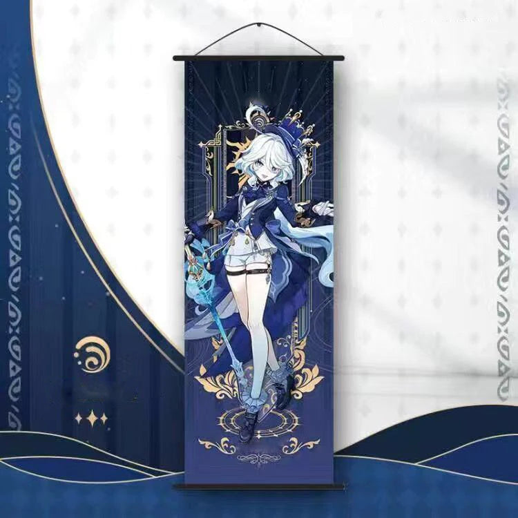 Hot Game Impact Scroll Canvas – Cartoon Heroes Wall Hanging Poster for Cosplay, Halloween, Xmas Decor & Gifts