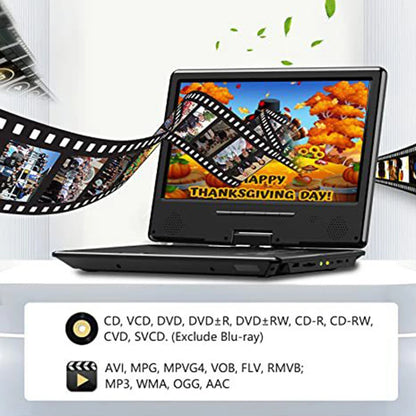 12.5" Portable HD DVD Player – Wireless Bluetooth, Full-Format Support, In-Car & Home CD Player