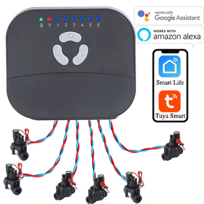 6 Zone WiFi Tuya Smart Watering Timer – Garden Irrigation Controller with Water Valve, Smart Home System
