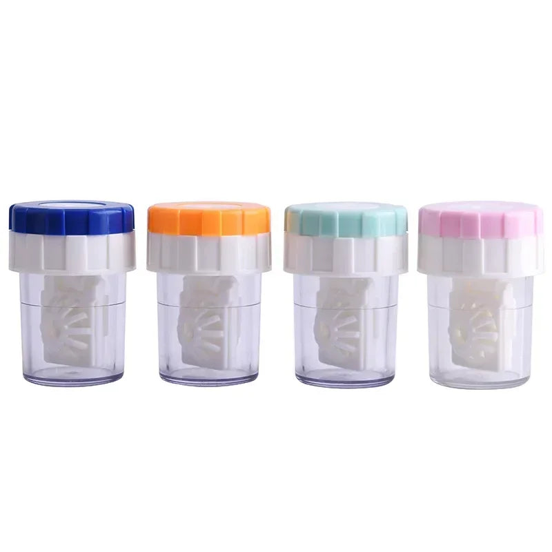 Manual Rotary Contact Lens Cleaner Case – Portable Lens Washing Tool & Storage Container Holder