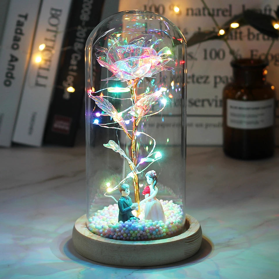 Hot LED Enchanted Galaxy Rose - Eternal Beauty and the Beast Rose with Fairy Lights in Dome - Perfect Christmas and Valentine's Day Gift