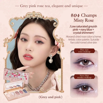 Flower Knows Moonlight Mermaid Eyeshadow Palette – 5-Color Matte, Shimmer & Glitter Waterproof Eye Shadow