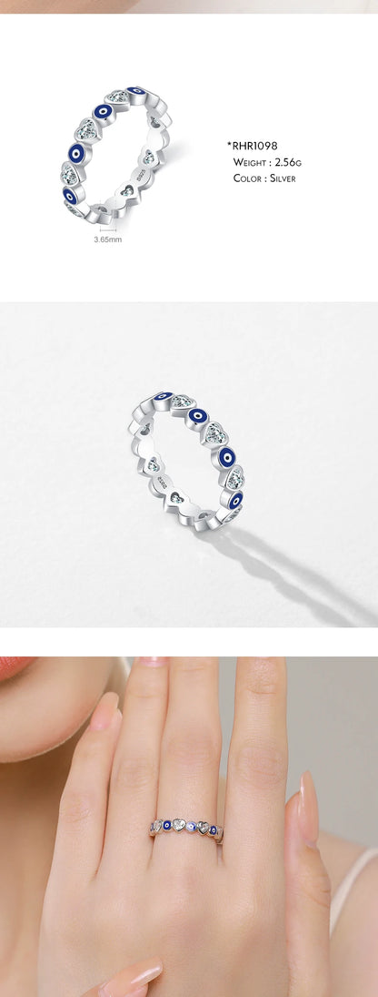 MODIAN 925 Sterling Silver Blue Ghost Eyes Ring — Sparkling Cubic Zirconia for Women
