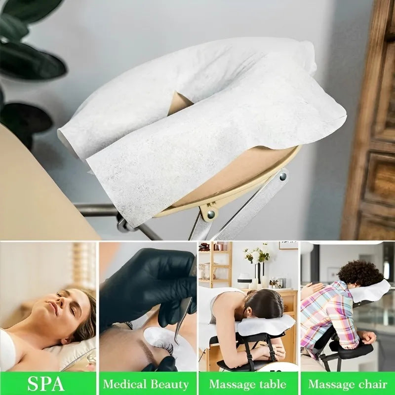 500/100PCS Disposable Face Cradle Covers – Soft Non-Woven Headrest Paper for Massage, Spa & Salon Beauty Supplies